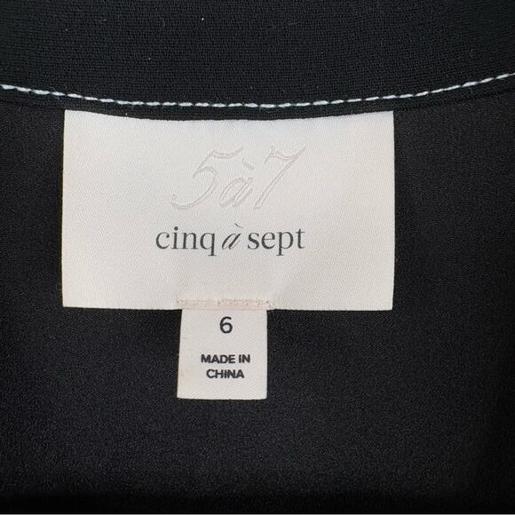 Cinq a Sept Gaby Tie Front Shirt Dress Womens 6 Black Mini Button Front - Picture 10 of 13